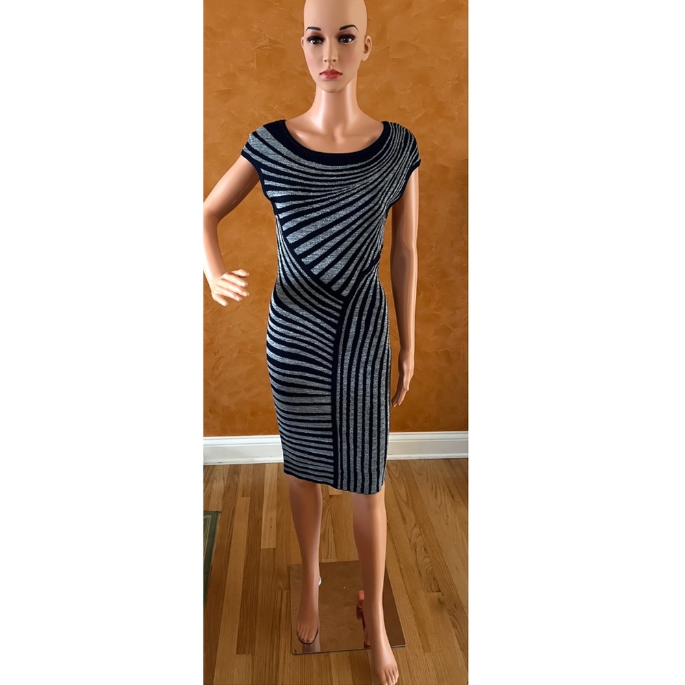 Elegant Asymmetrical Striped Dress